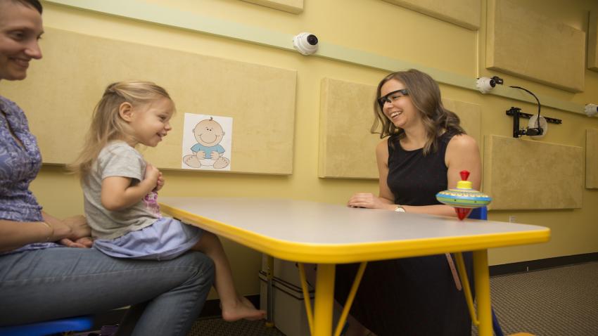 Lab coordinator Audrey Southerland, along with undergraduate assistants, leads data collection at the Child Study Lab.